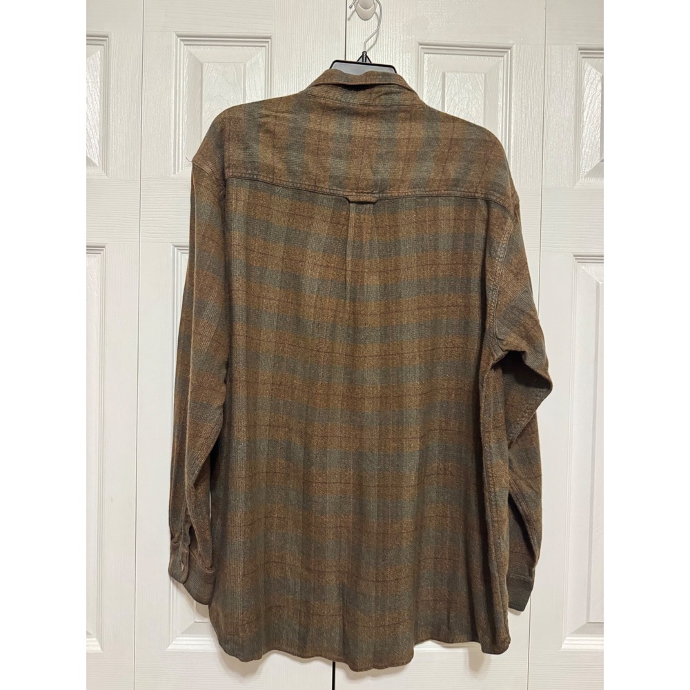 Morgan Creek Outfitters Mens XL Brown Plaid Herringbone Cotton Rayon Shirt L/S - Picture 2 of 12